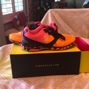 Zumba Fitness Neon Orange and Pink Athletic Shoes